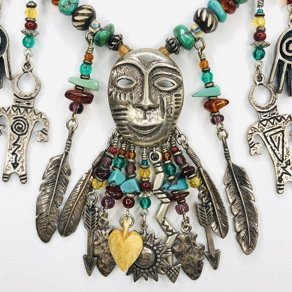 Robert Shields SPIRIT Necklace Earrings Sterling Silver Turquoise Southwestern - Picture 2 of 11